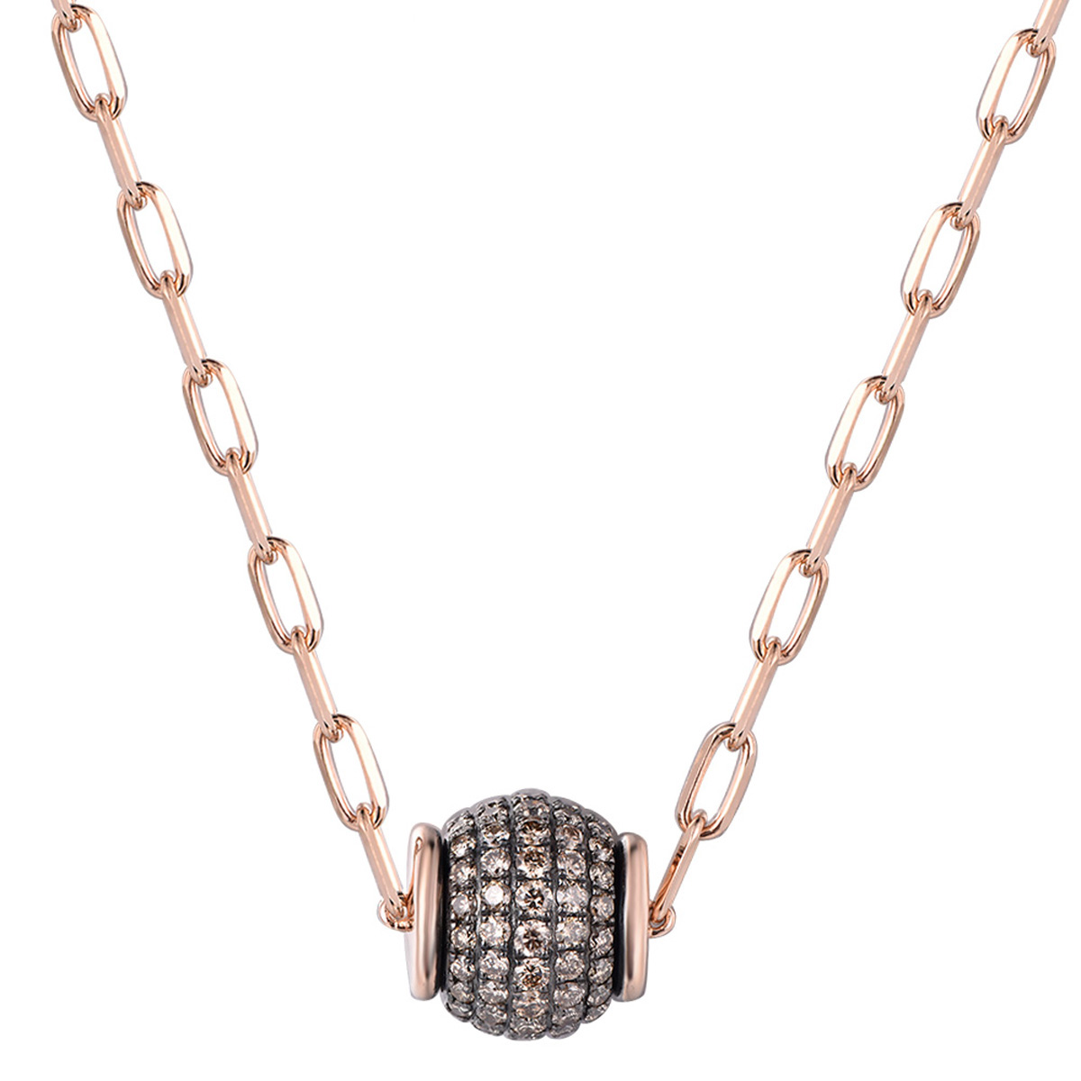 25125N-1 18K rose gold brown diamond necklace