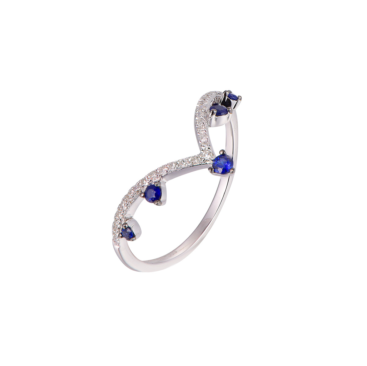 74540R 14K white gold blue sapphire ring