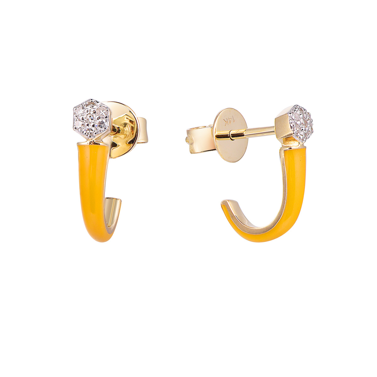 74586E 14K Yellow gold enamel earrings