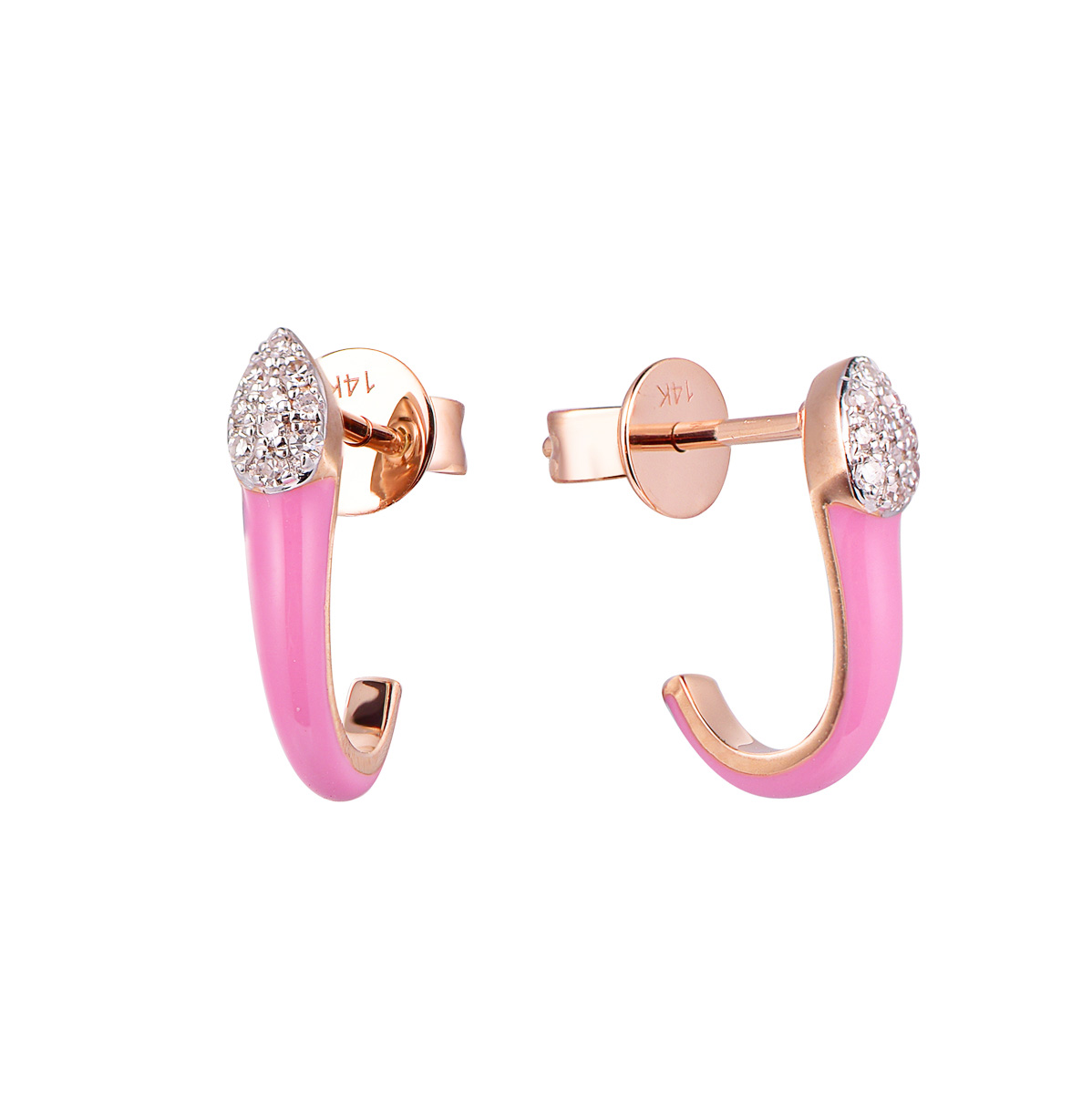 74587E 14K Rose gold enamel earrings