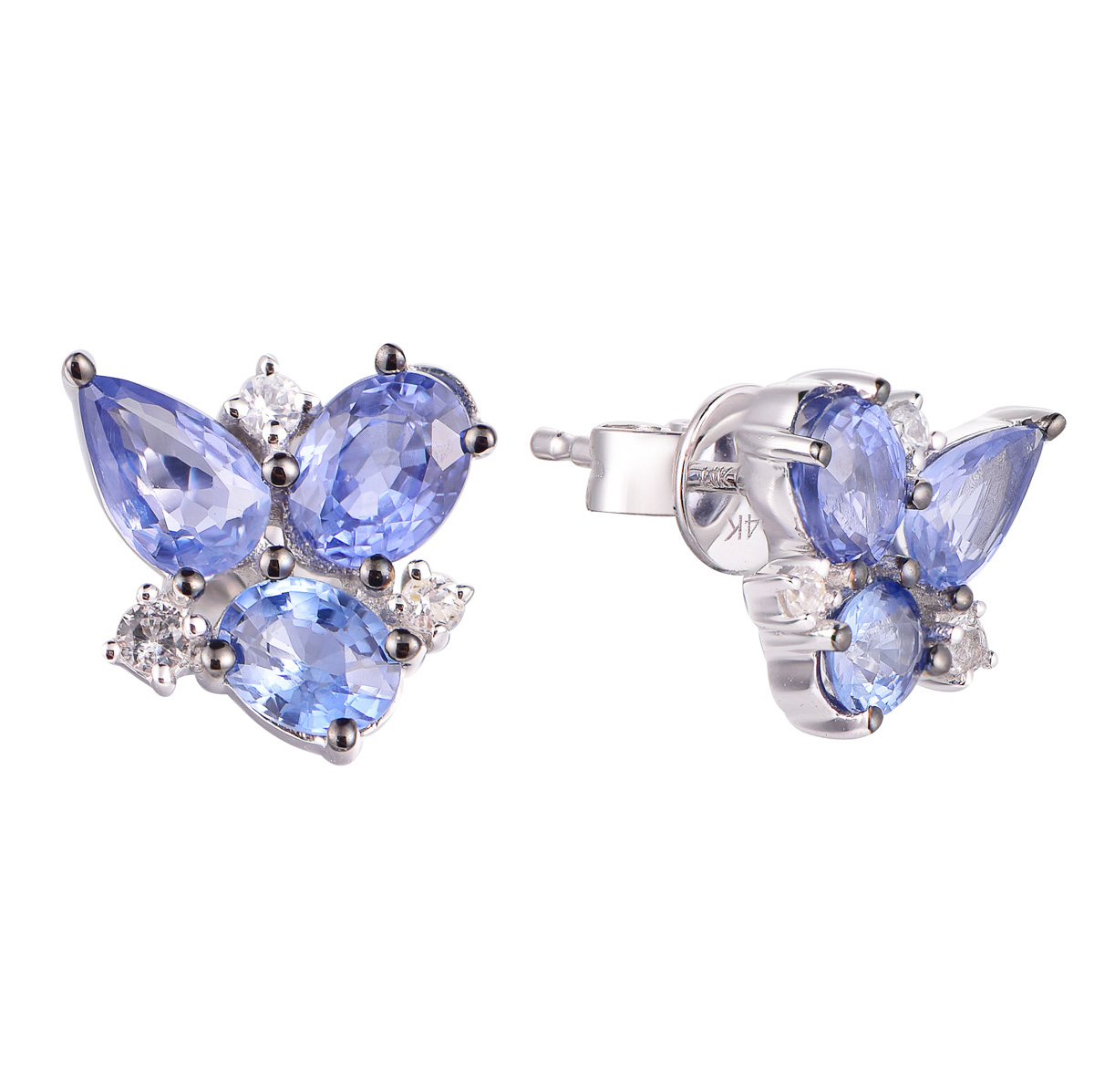 74635E 14K white gold blue sapphire  earrings
