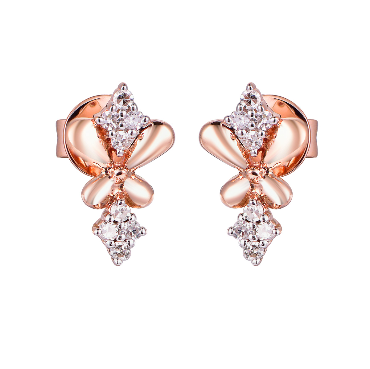 74654W 14K Rose gold diamond earrings