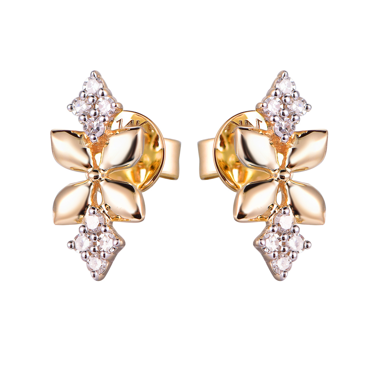 74655W 14K Yellow gold diamond earrings