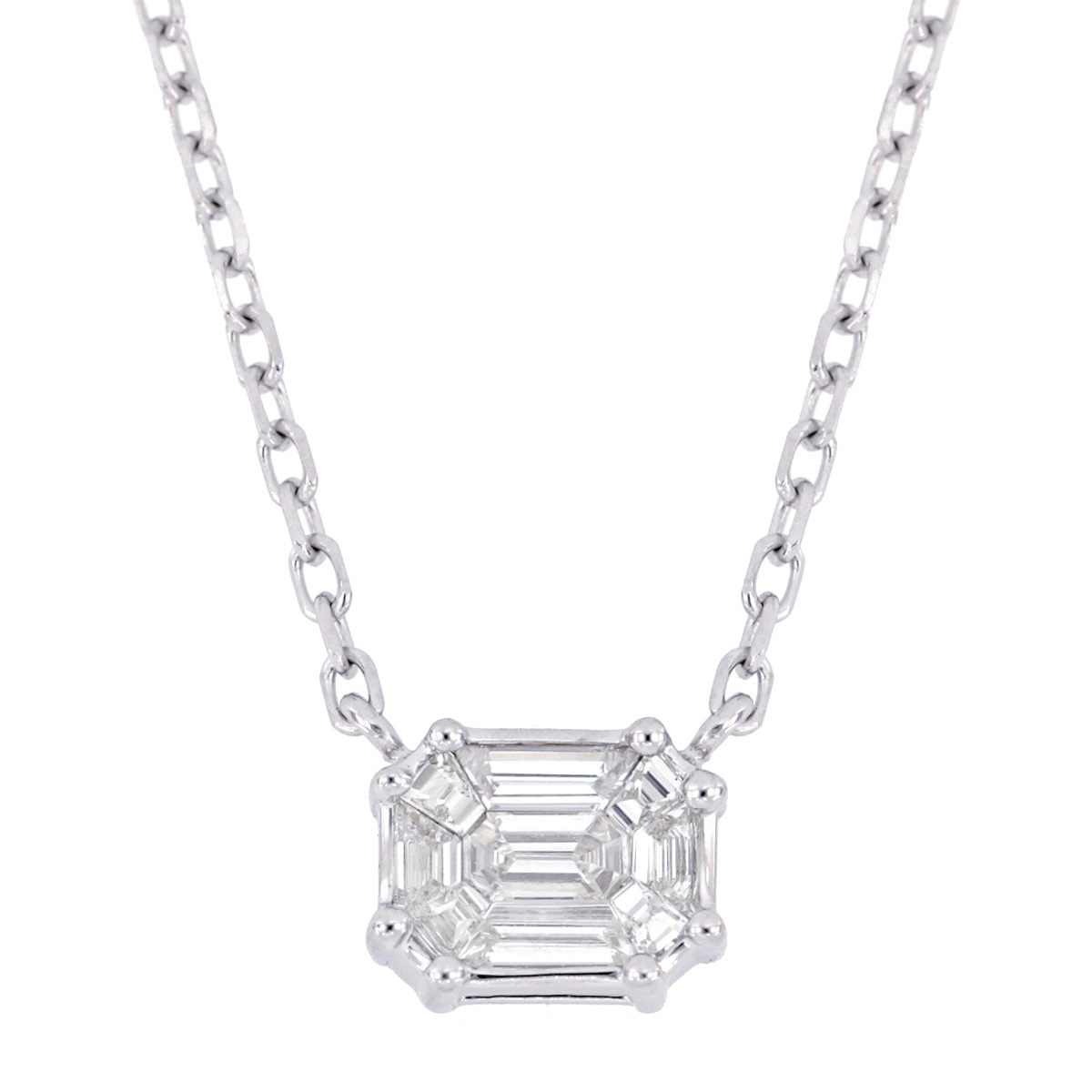 AM25726U 18K white gold Pie-cut diamond necklace