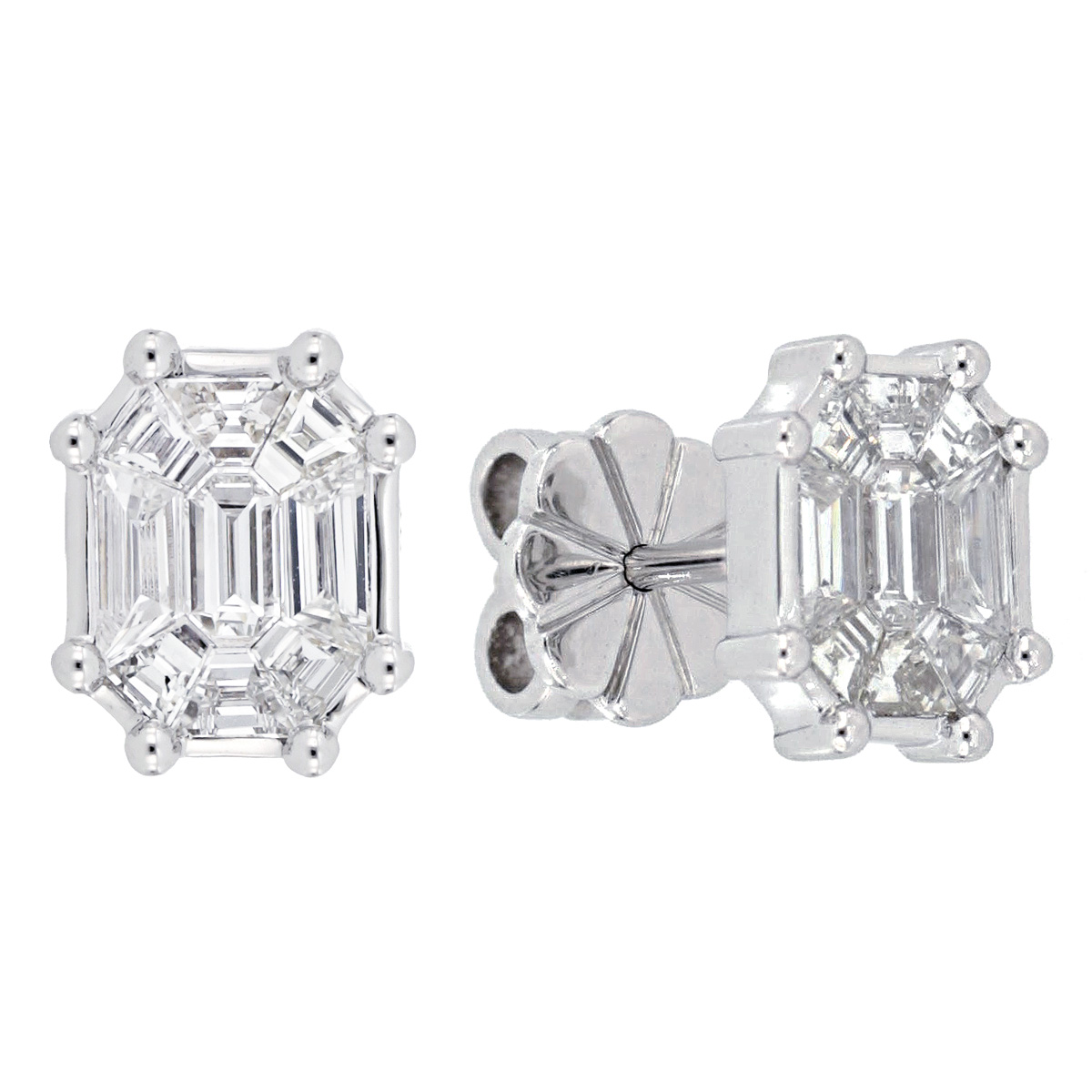 AM25726W 18K white gold Pie-cut diamond earrings