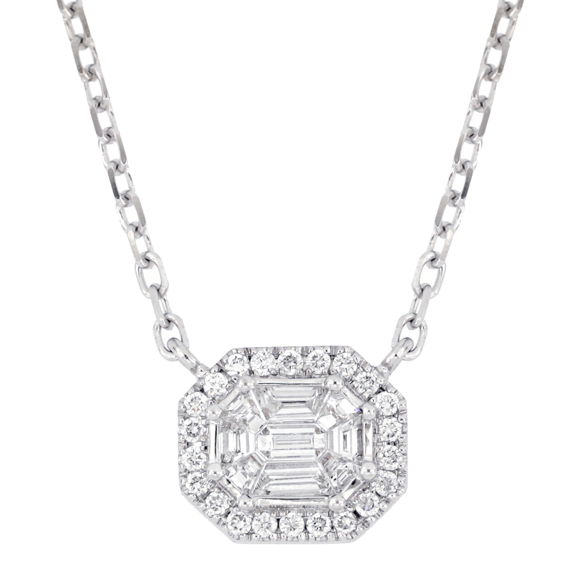 AM25729U 18K white gold Pie-cut diamond necklace