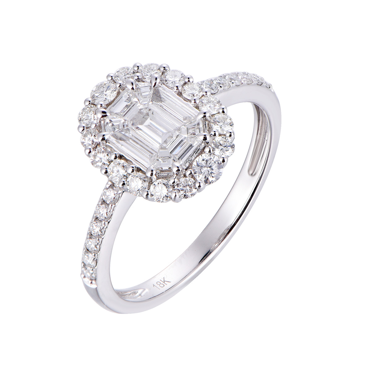 AM25788Q 18K white gold Pie-cut diamond ring