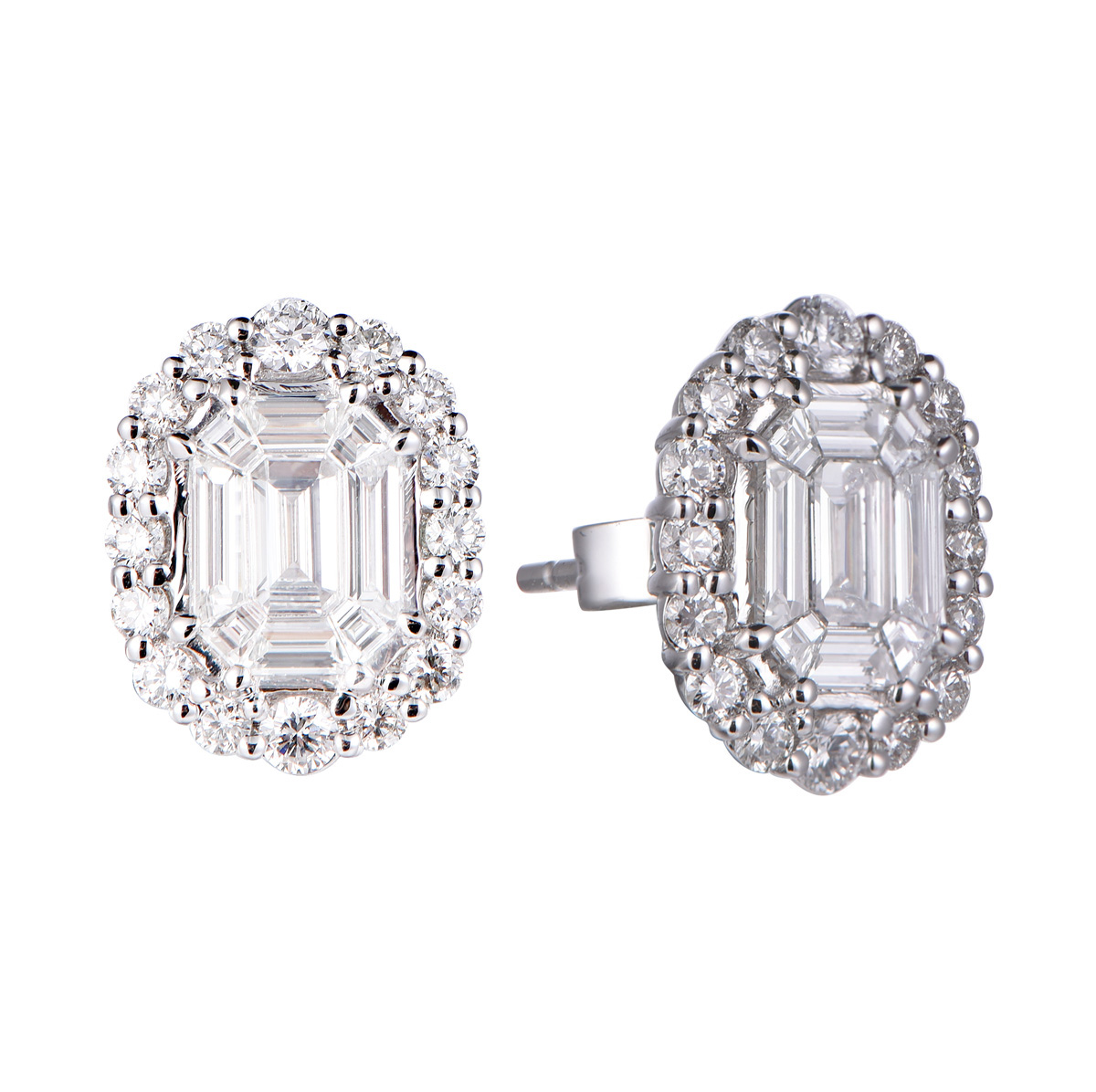 AM25788W 18K white gold Pie-cut diamond earrings