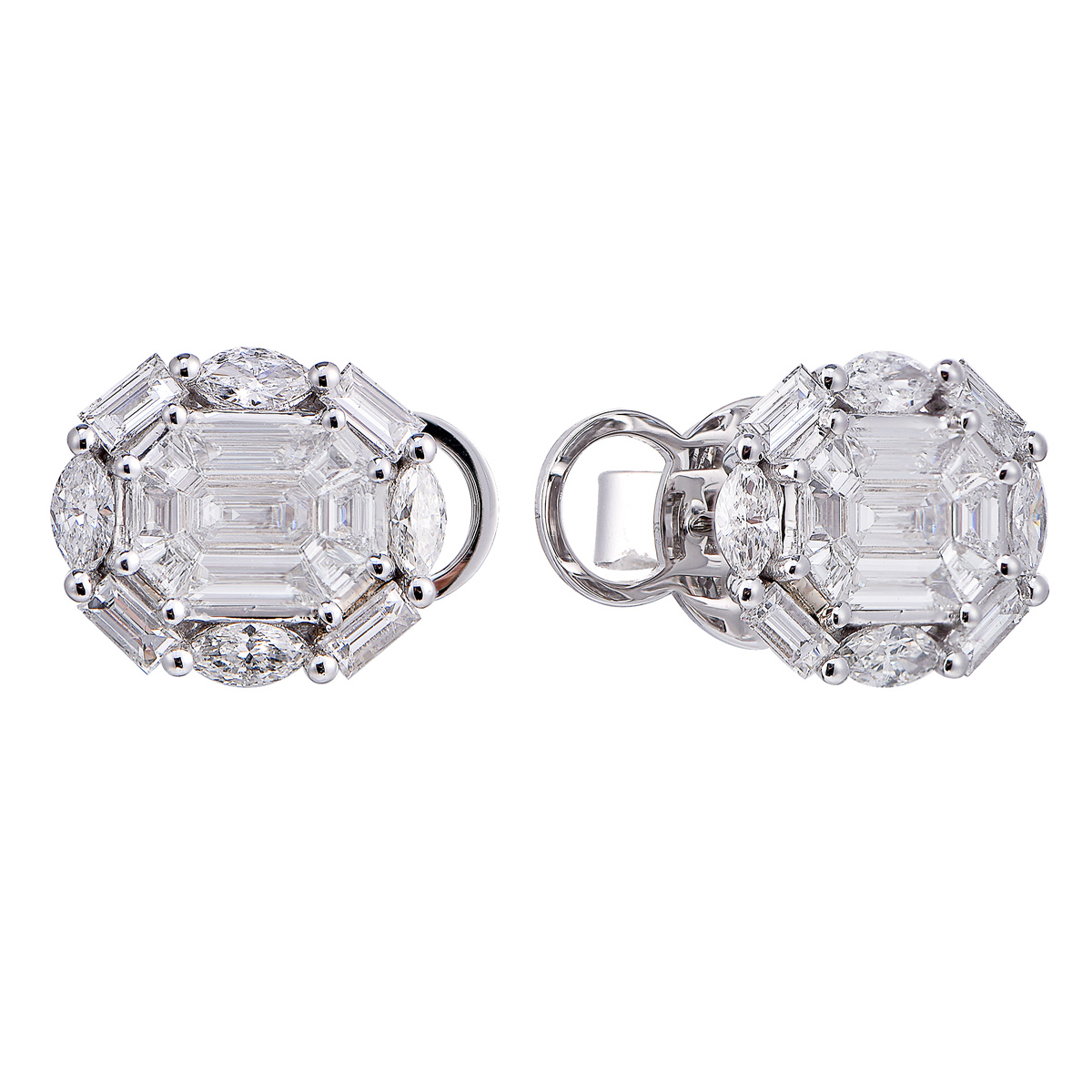 AM25795W 18K white gold Pie-cut diamond earrings