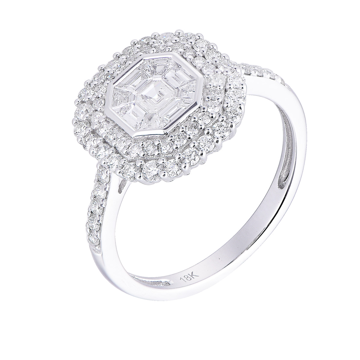 AM25859Q 18K white gold Asscher cut diamond ring