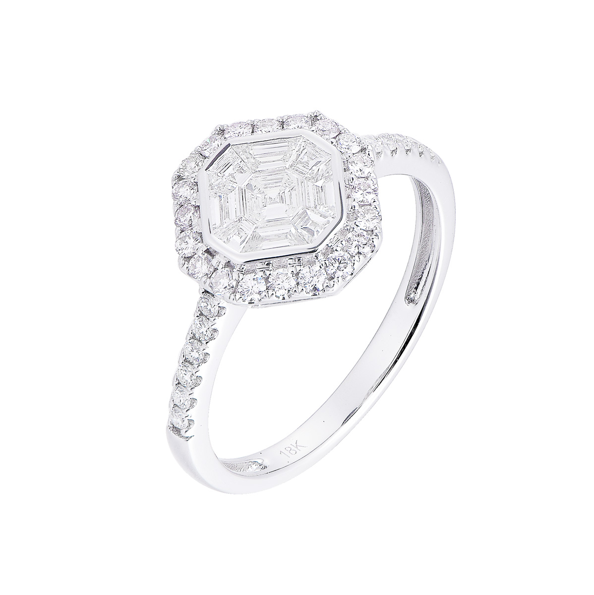AM25860Q 18K white gold Asscher cut diamond ring