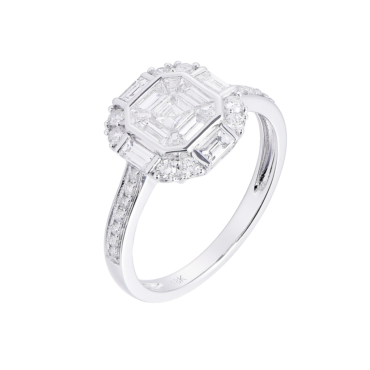 AM25891Q 18K white gold Asscher cut diamond ring