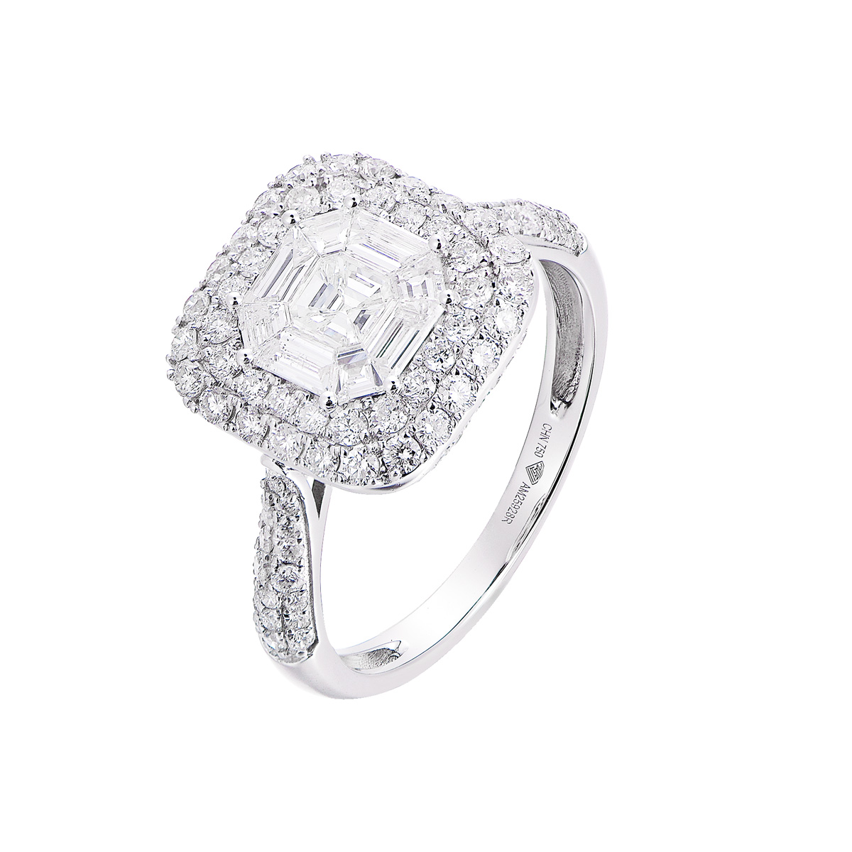AM25928R 18K white gold Asscher cut diamond ring