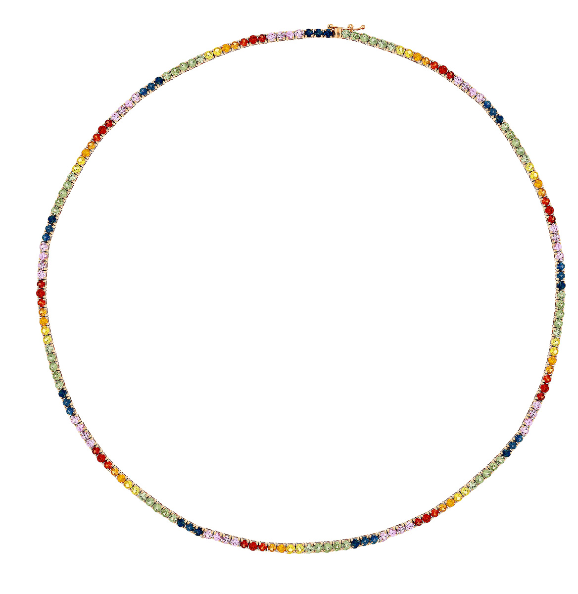 AM25958N1 18K yellow gold rainbow sapphire necklace