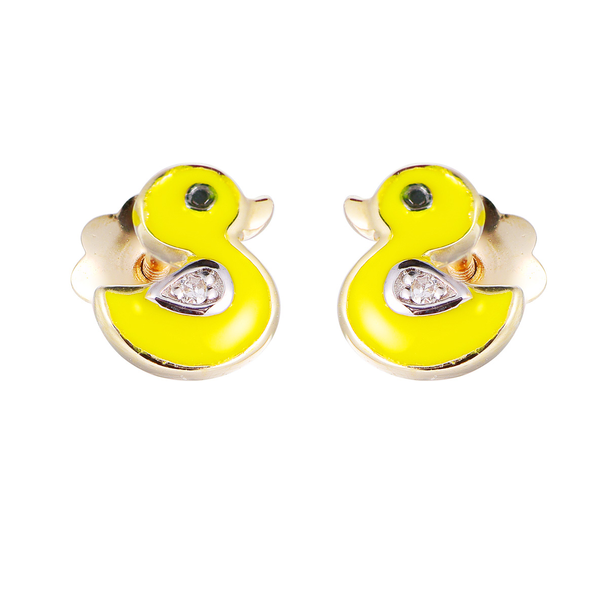 BB74095W 14K yellow gold enamel earrings