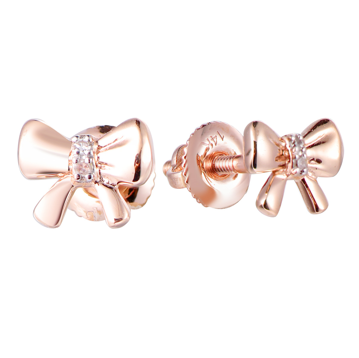 BB74395E 14K rose gold diamond earrings