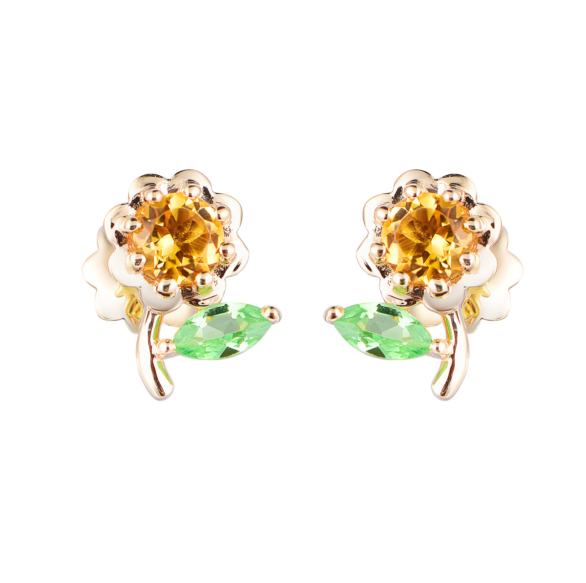 BB74633E 14K yellow gold semi precious gemstone earrings
