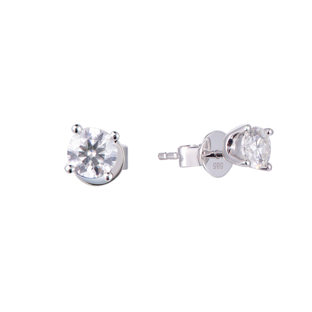CV90033W 18K white gold round diamond earrings