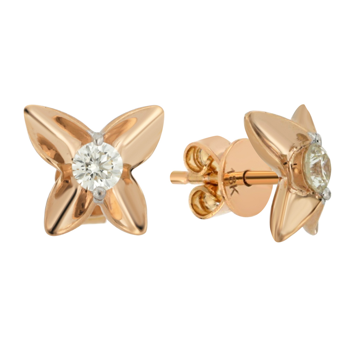 DI42502W 18K rose gold diamond earrings