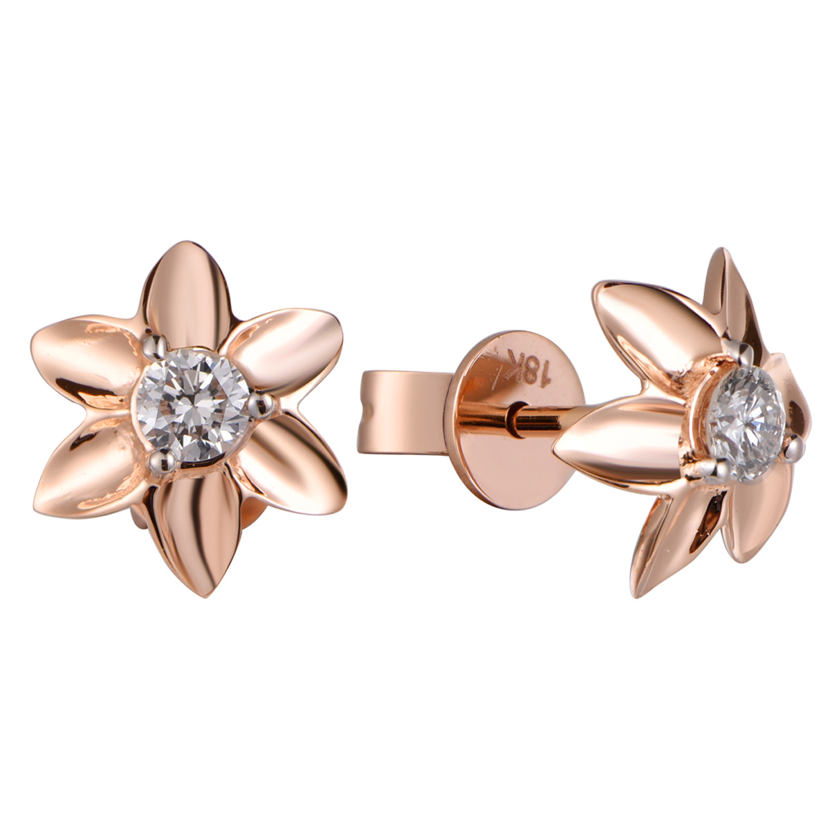 DI42514W 18K rose gold diamond earrings