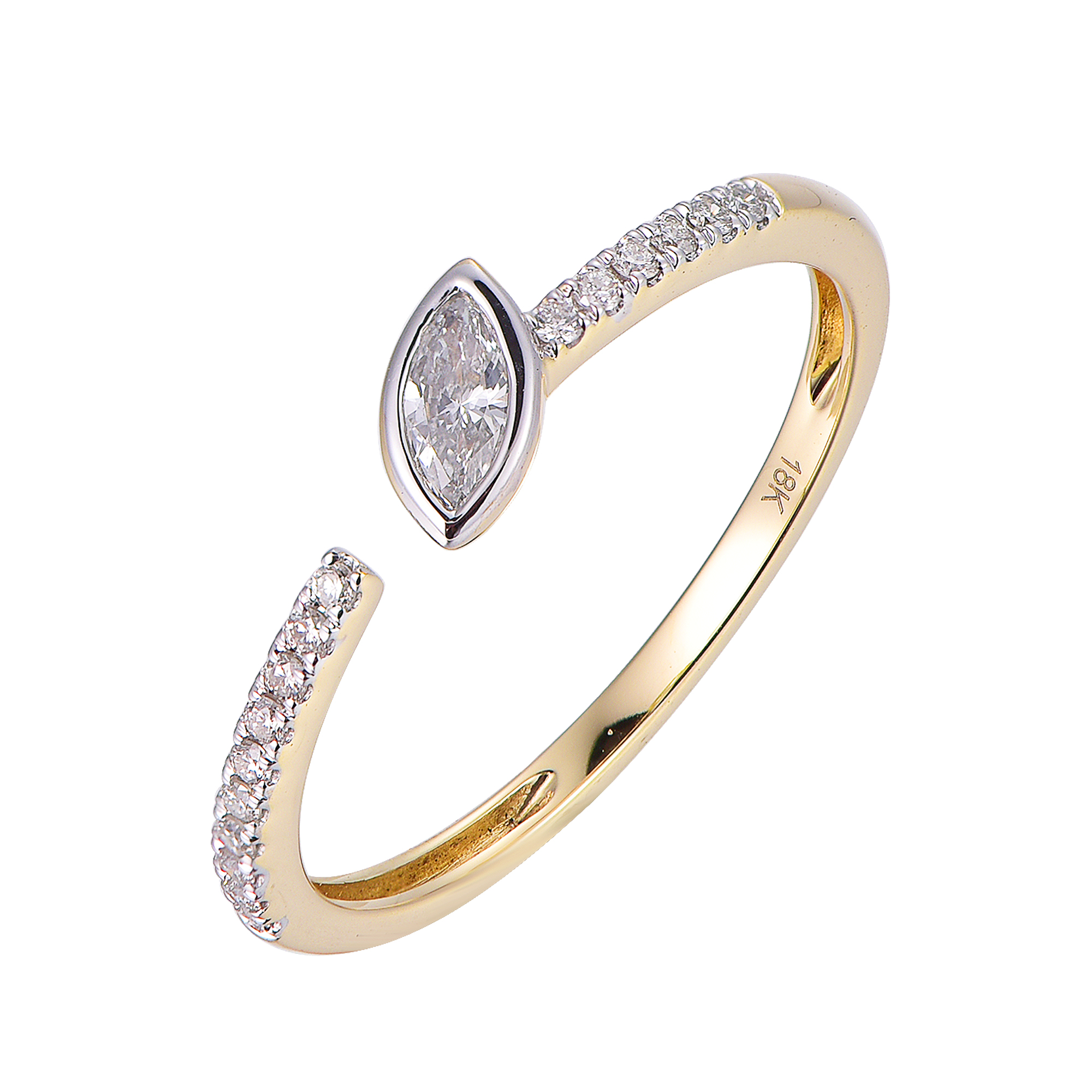 DI44627R 18K yellow gold marquise diamond ring