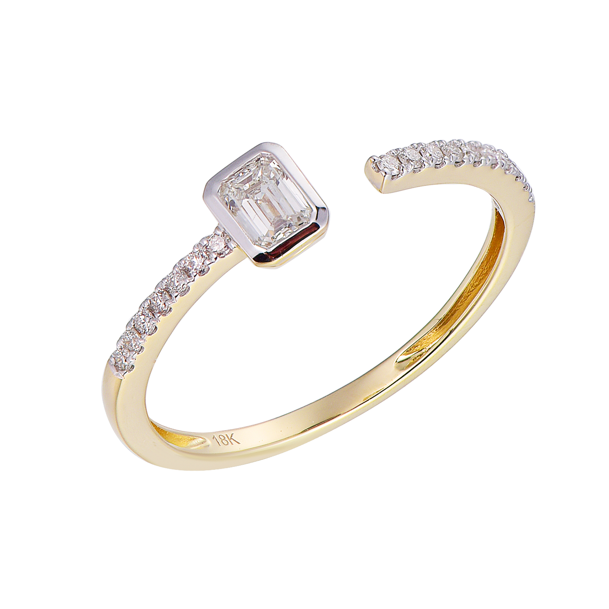 DI44628R 18K yellow gold baguette diamond ring