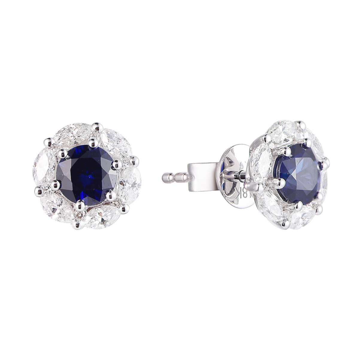 DI45073W 18K white gold blue sapphire earrings