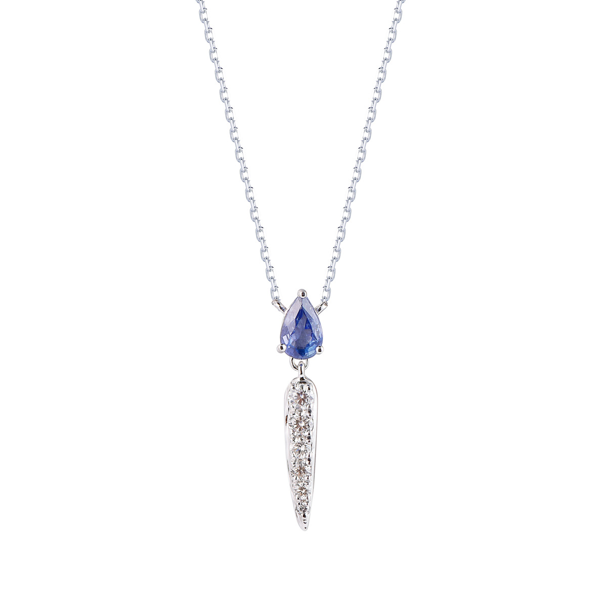DI45081N 18K white gold blue sapphire necklace