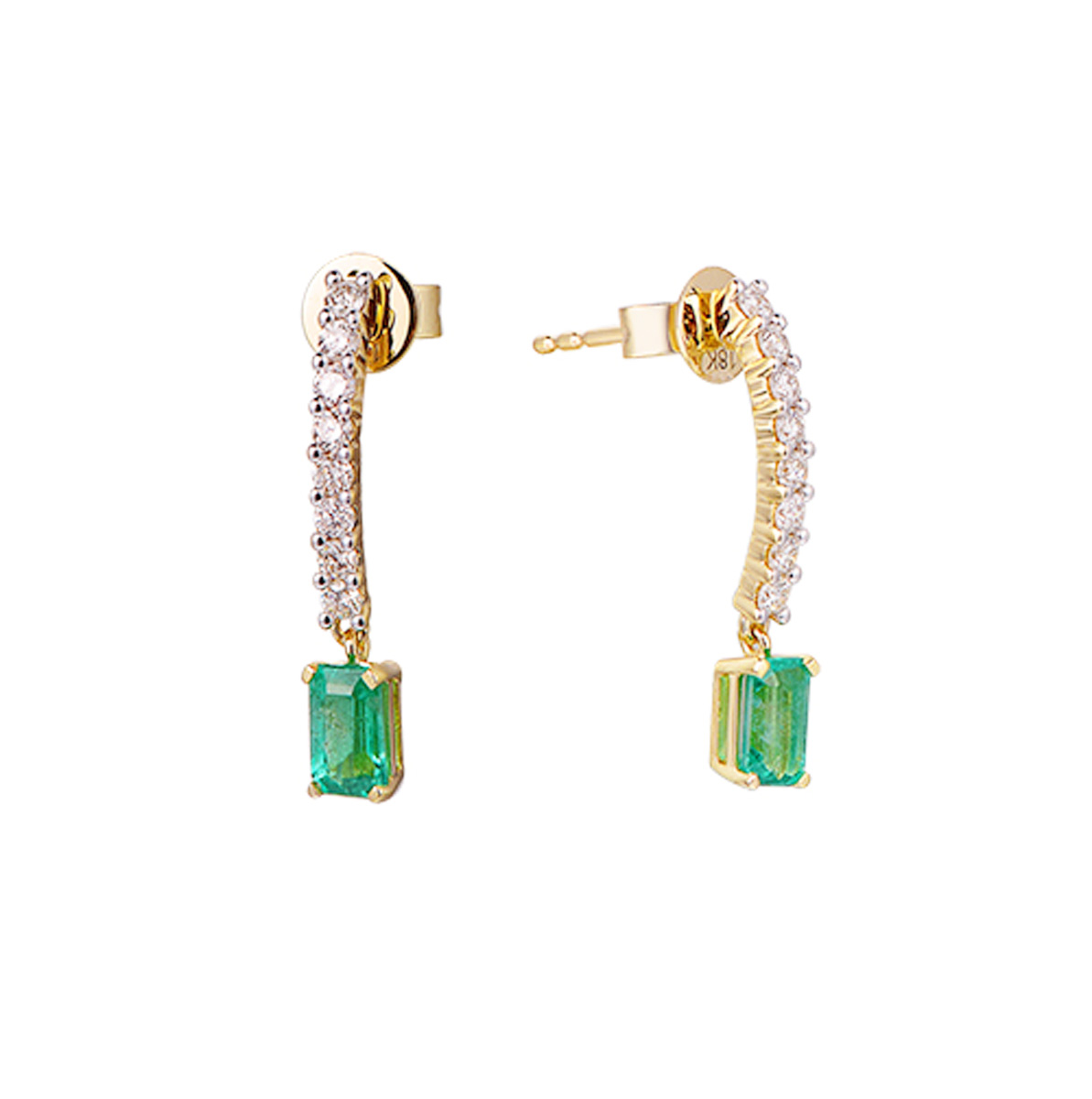 DI45087W 18K yellow gold emerald earrings