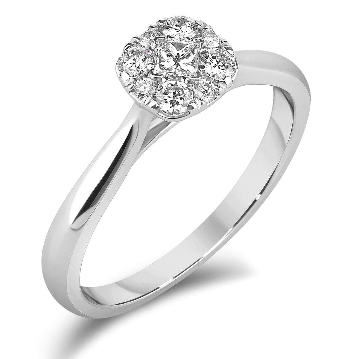 HE52468QWD4WN 
14K white gold princess cut diamond ring