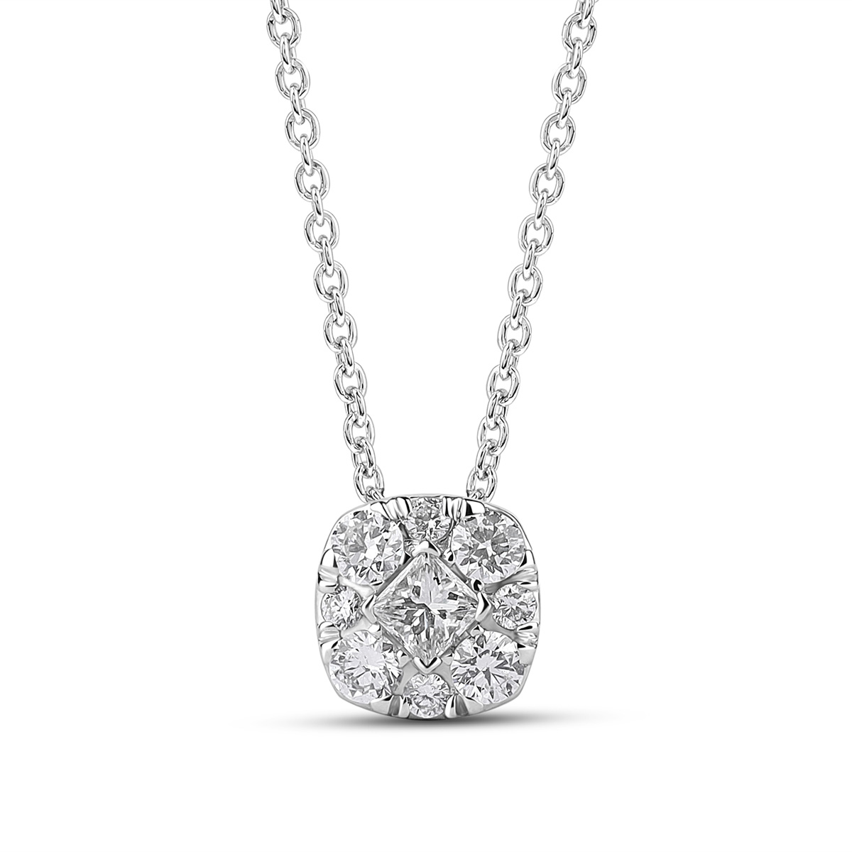 HE52468UWD4WN
14K white gold princess cut diamond necklace