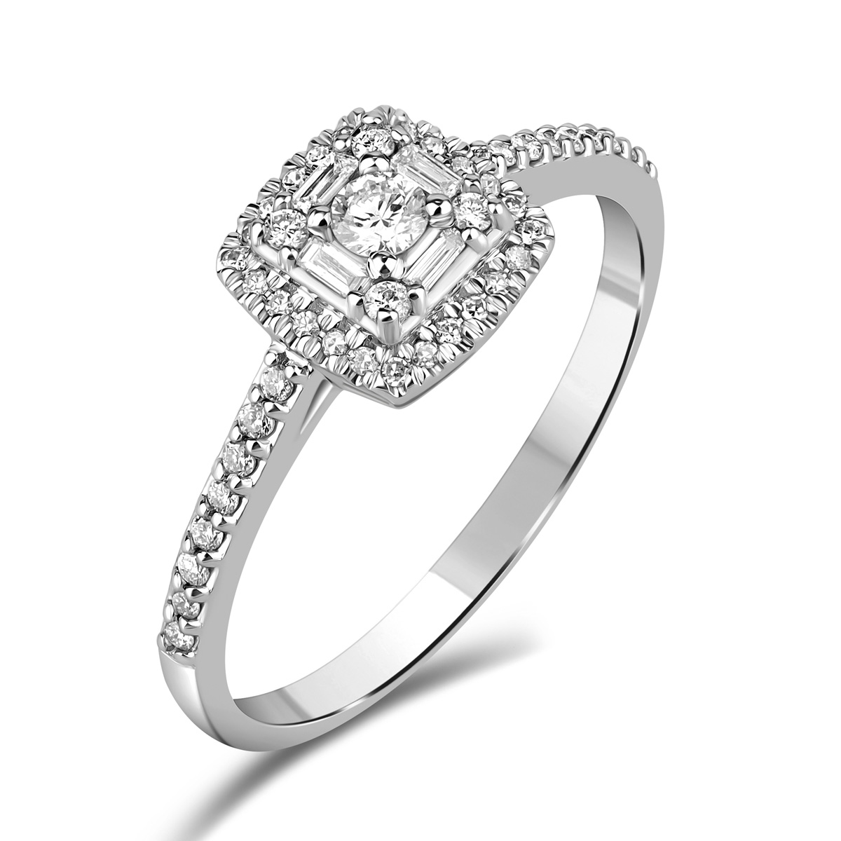 HE52500QWD4WZ 14K white gold fancy shape diamond ring