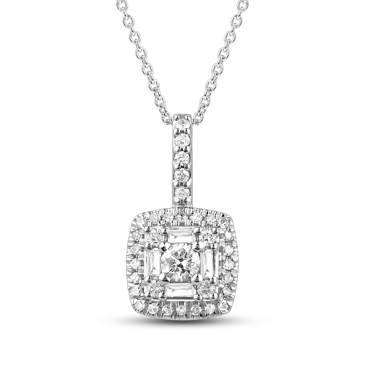HE52500SWD4WZ 14K white gold fancy shape diamond pendant