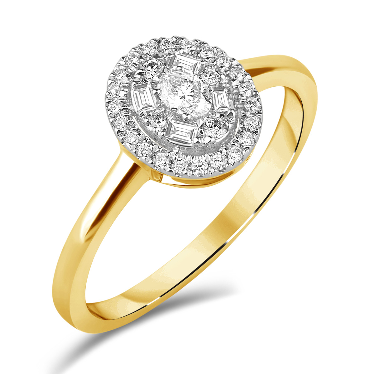 HE52501QWD4YP 14K yellow gold fancy shape diamond ring