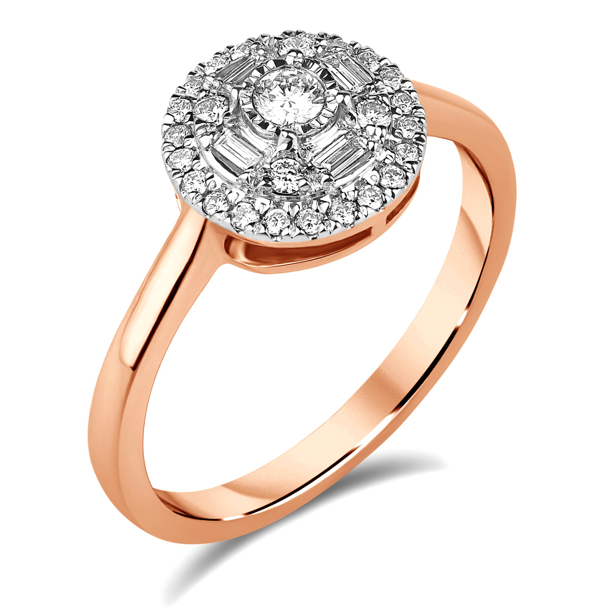 HE52504QWD4RP 4K rose gold fancy shape diamond ring