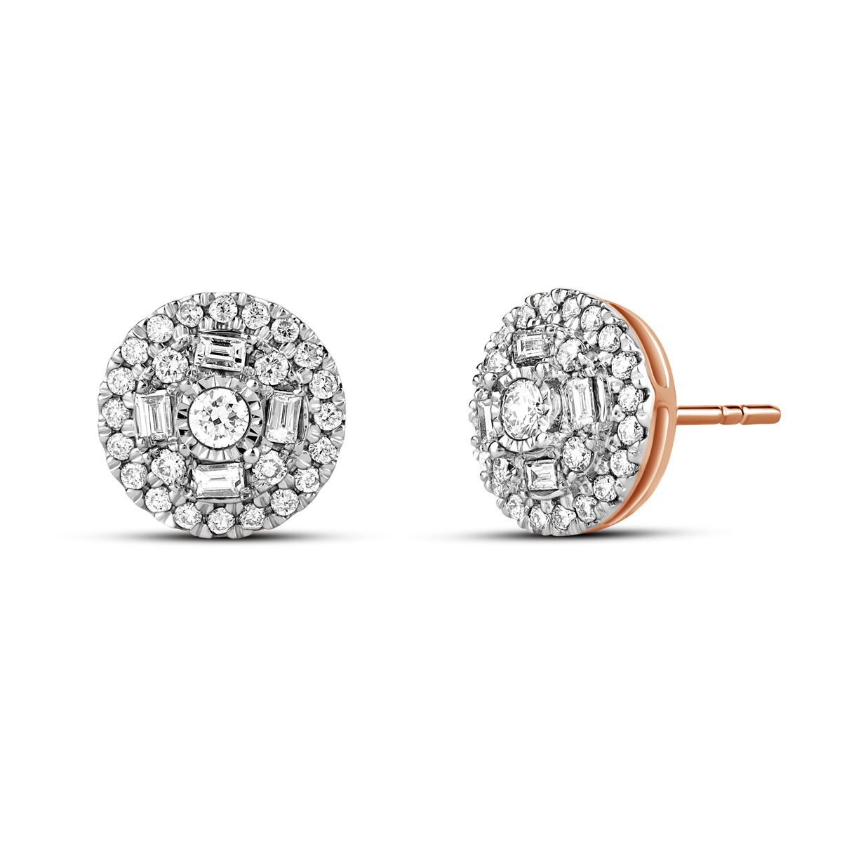 HE52504WWD4RP 14K rose gold fancy shape diamond earrings