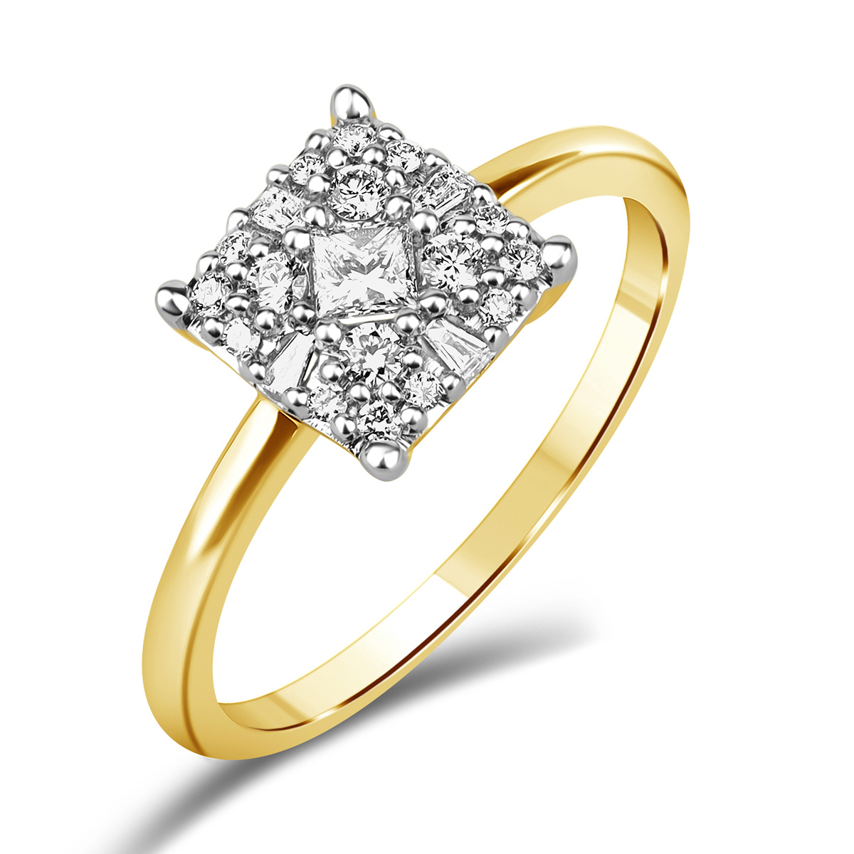 HE52506QWD4YP 14K yellow gold fancy shape diamond ring