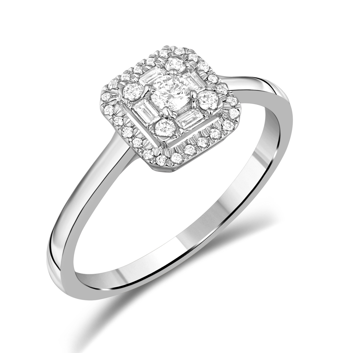 HE52827QWD4WN
14K White Gold Fancy cut diamond ring