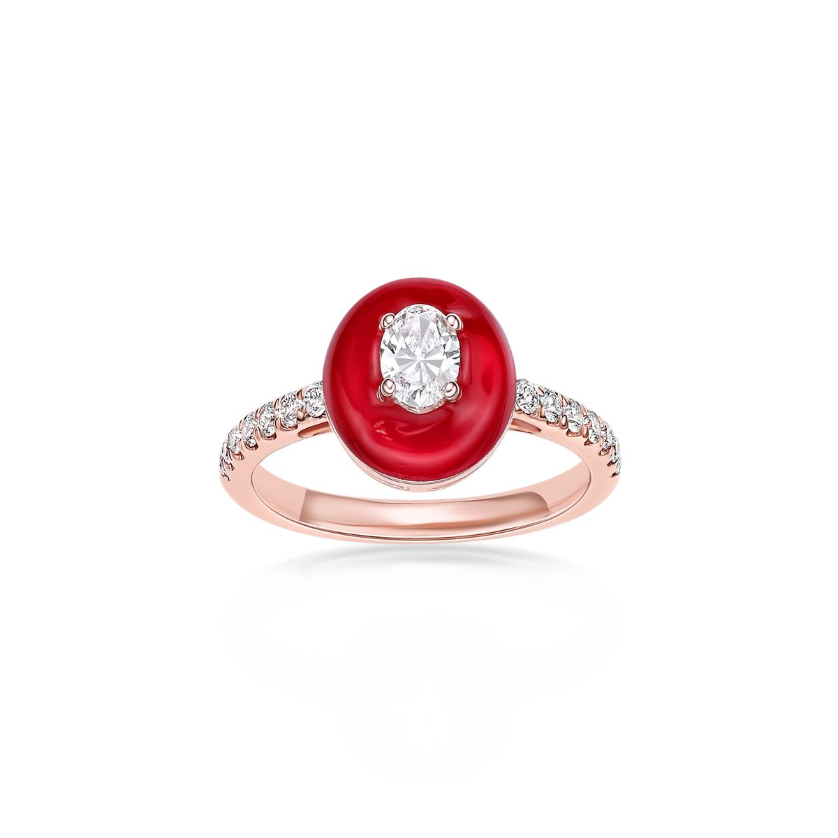 HE53109Q4RLG 14K rose gold oval diamond ring