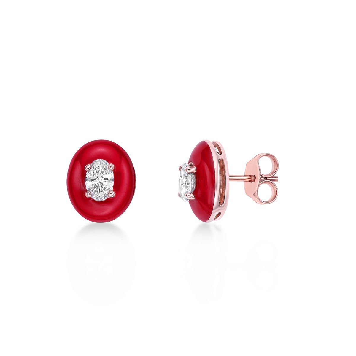 HE53109W4RLG 14K rose gold oval diamond earrings
