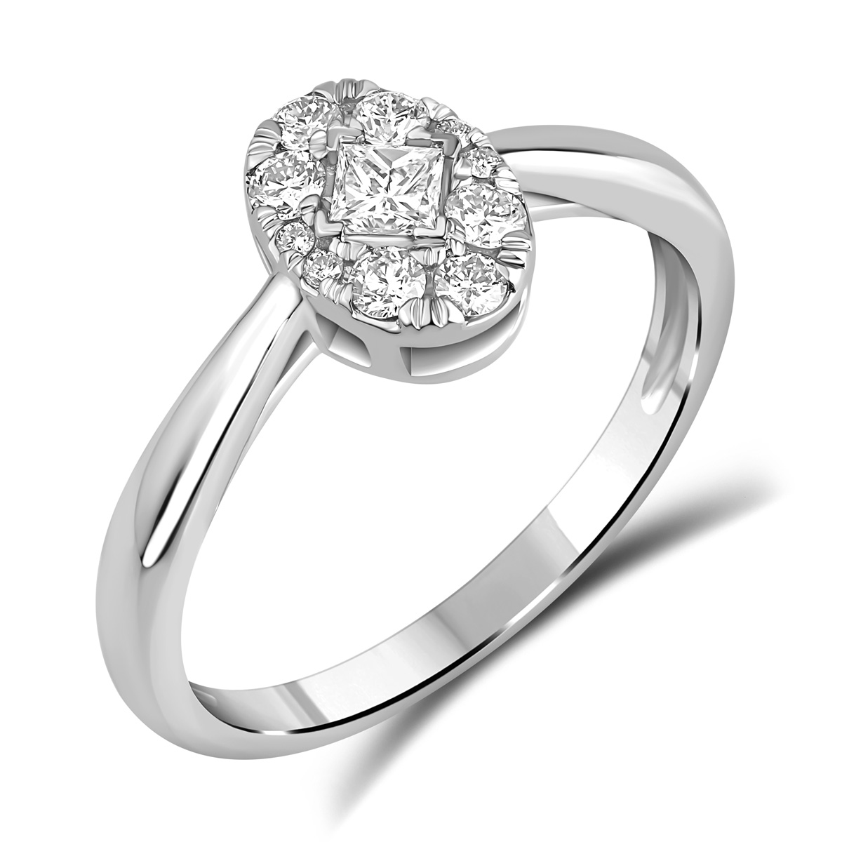 HE53114QWD4WN
14K White Gold princess  cut diamond ring