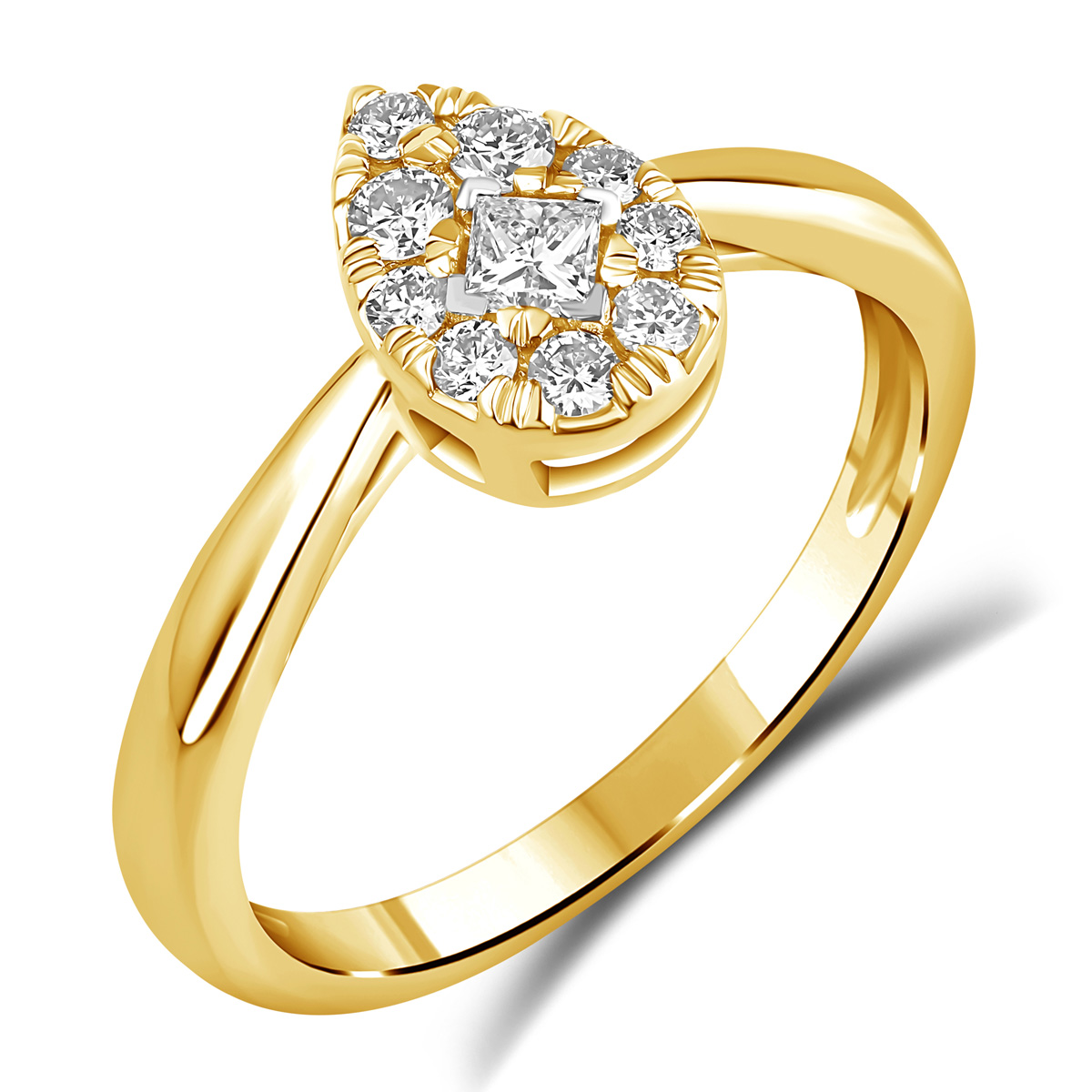 HE53115QWD4YN
14K yellow Gold princess  cut diamond ring