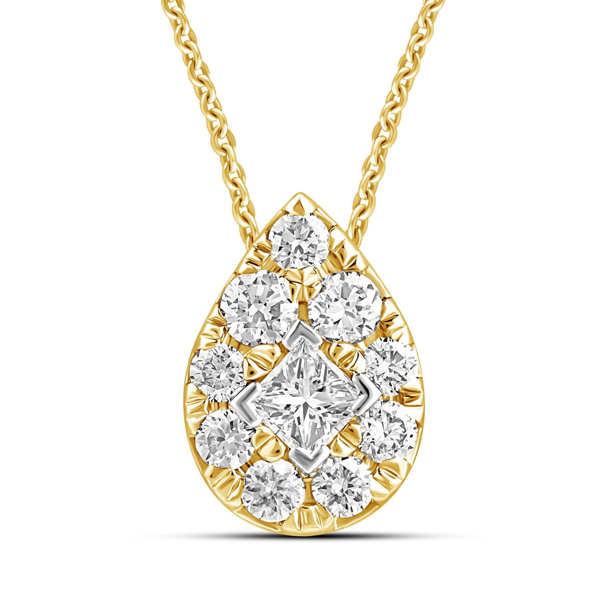 HE53115SWD4YN
14K yellow Gold princess  cut diamond pendant