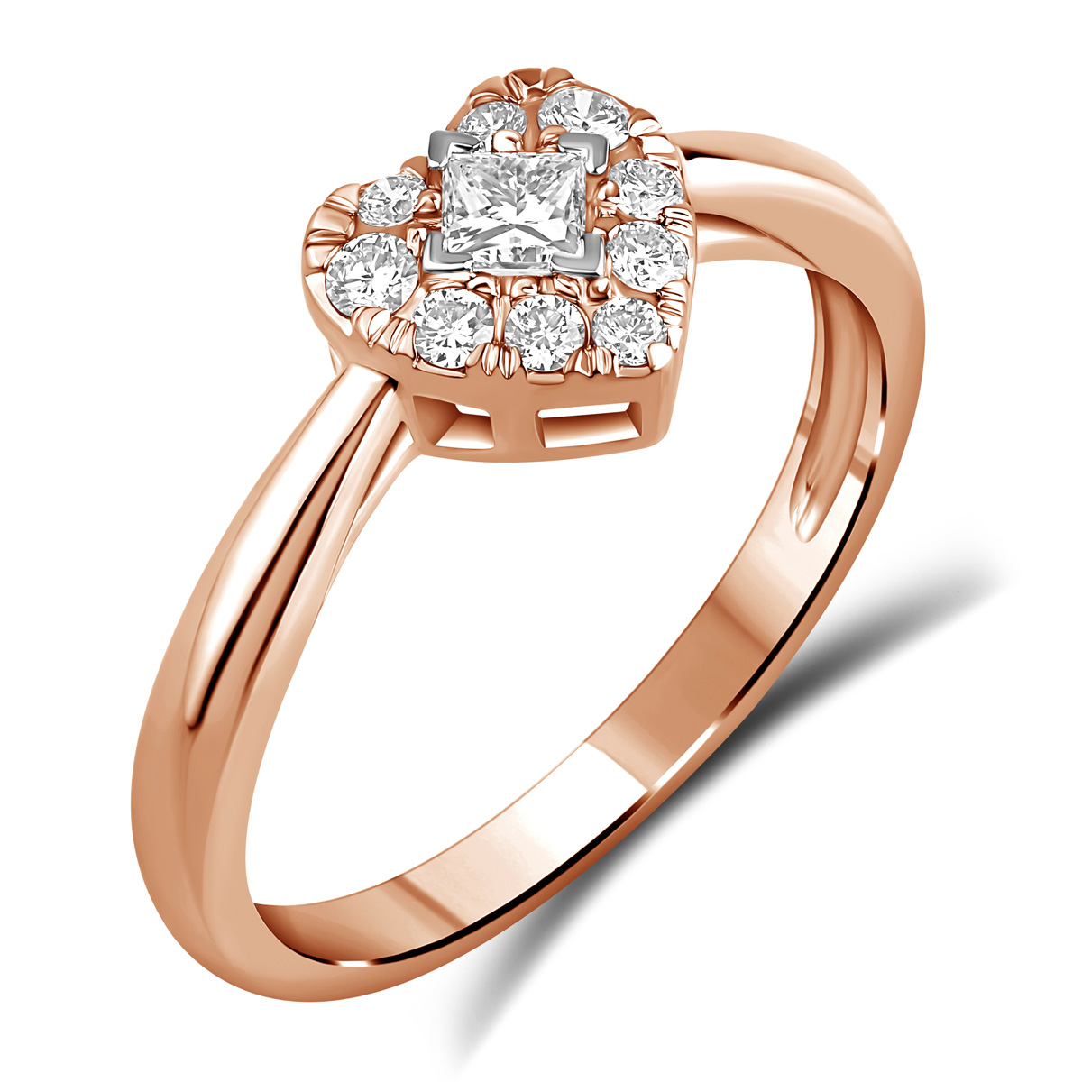 HE53116QWD4RN 
14K Rose Gold princess  cut diamond ring