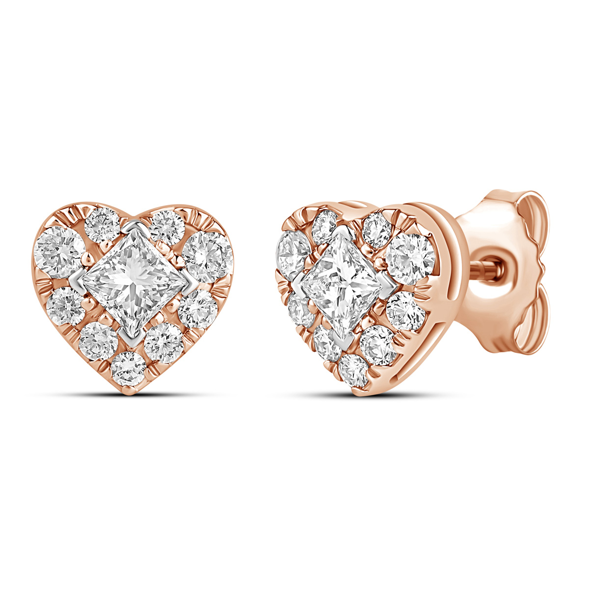 HE53116WWD4RN 
14K Rose Gold princess cut diamond earrings
