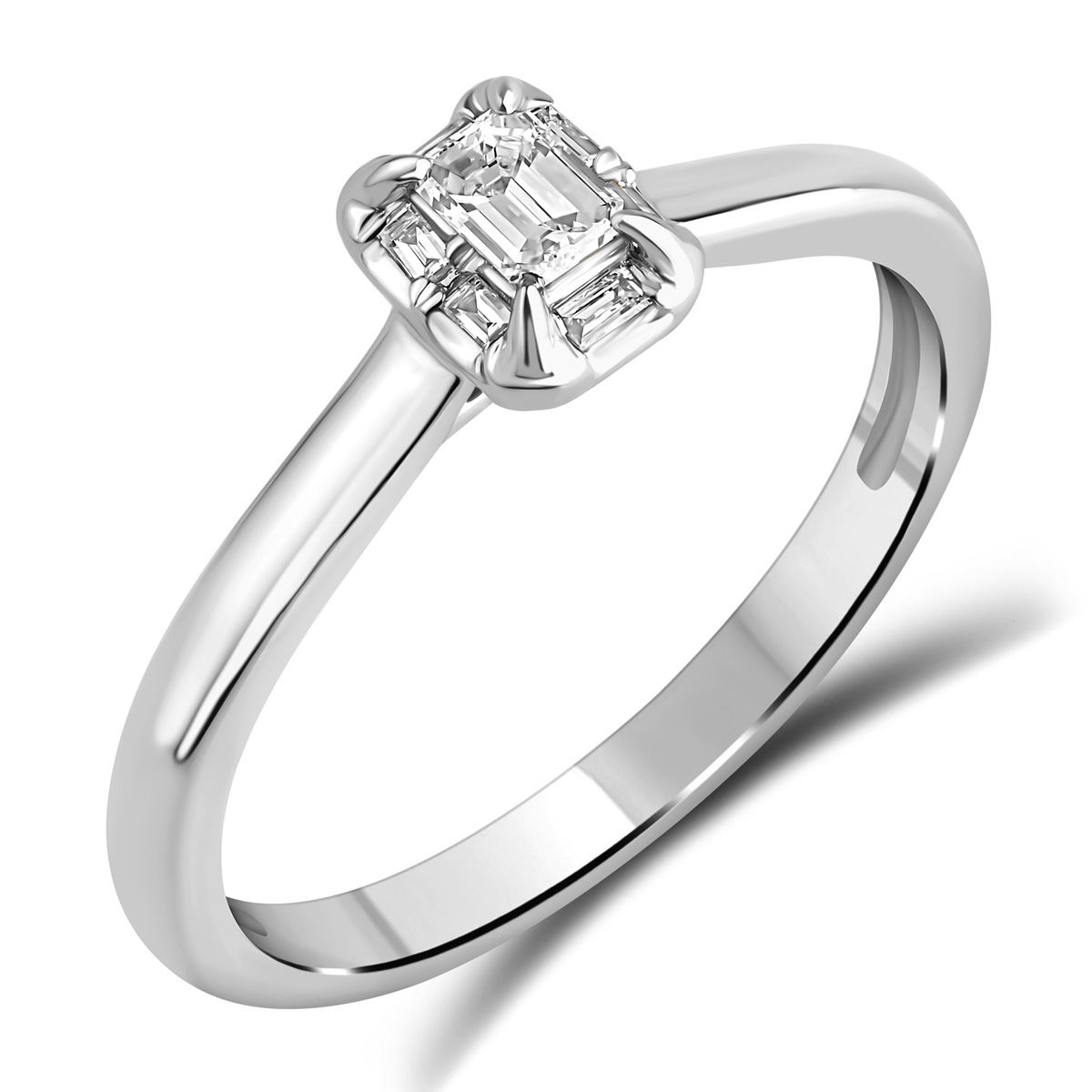 HE53117QWD4WN
14K white Gold Baguette diamond ring