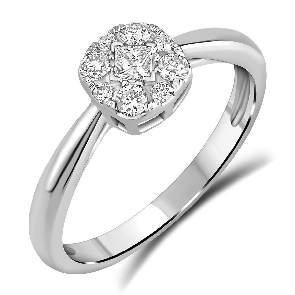 HE53118QWD4WN
14K White Gold princess cut diamond ring