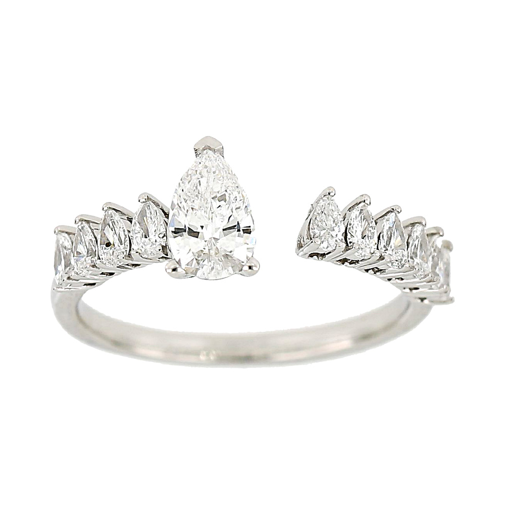 KC53002R4WLG 14K white gold pear diamond ring