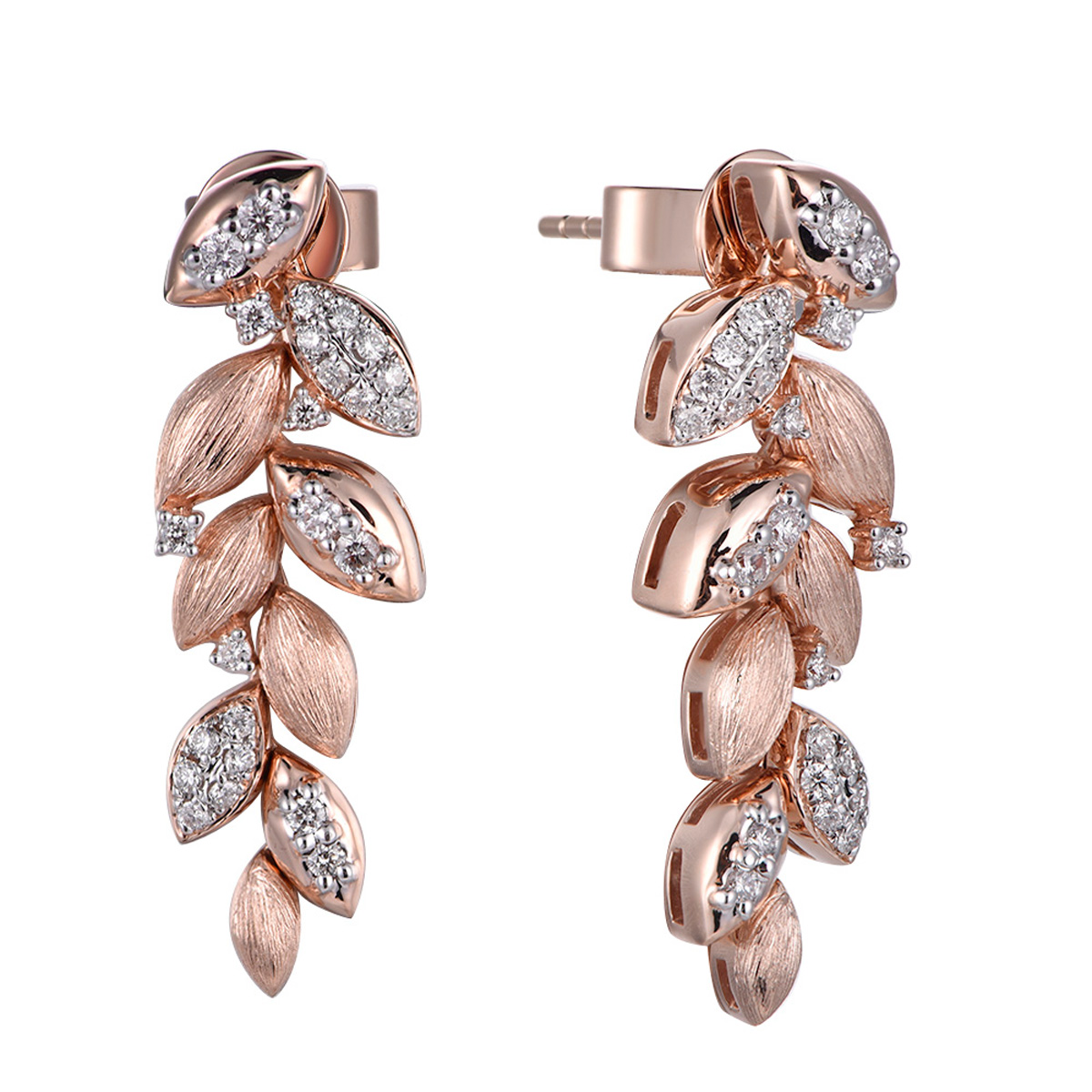 SD25228W 18K rose gold diamond earrings