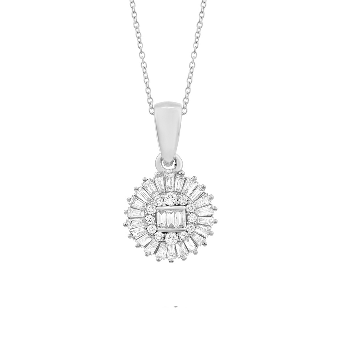 TW52689SWD4WN
14K White gold baguette diamond pendant